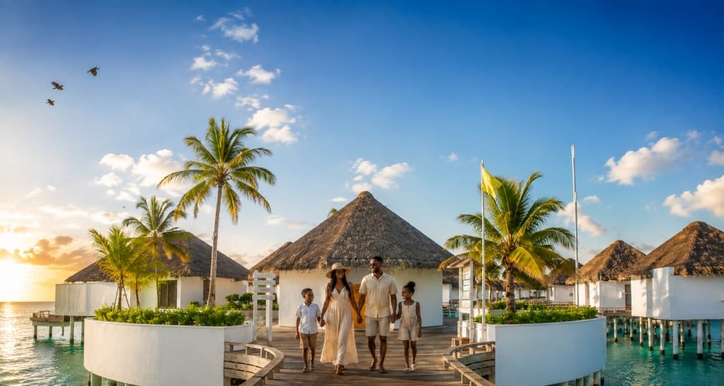 Famille en séjour de prestige dans un complexe hôtelier Beloge en Côte d'Ivoire